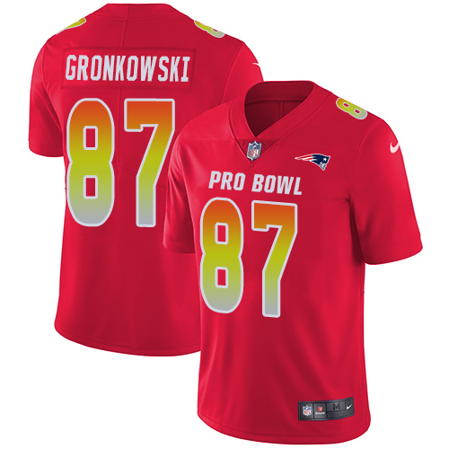 Nike Patriots #87 Rob Gronkowski Red Men's Stitched NFL Limited AFC 2018 Pro Bowl Jersey - Click Image to Close